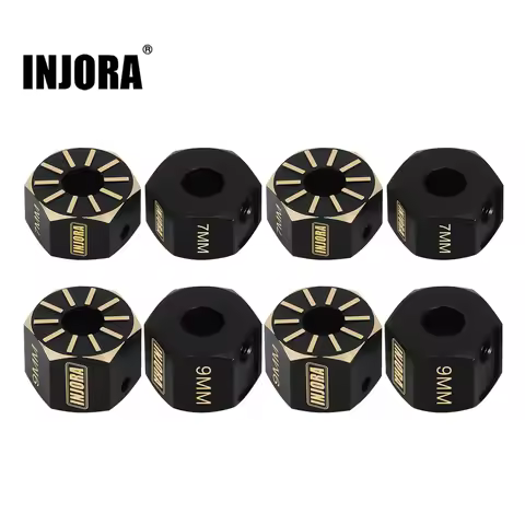 INJORA Black Coating Brass Wheel Hex for 1/10 RC Crawler Axial SCX10 PRO SCX10 III UTB10 Capra Upgra