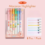 CHOSCH Macaron Highlight Pen 6 Pcs Per Pack Macaron Theme Color Highlighter