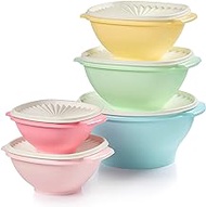 Tupperware Heritage Collection 10 Piece Food Storage Container Set in Vintage Colors - Dishwasher Safe &amp; BPA Free - (5 Bowls + 5 Lids)