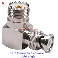อะแดปเตอร์เชื่อมต่อ PL259 UHF ปลั๊กตัวผู้ไปแจ็ค BNC แบบตัวเมียมุมขวาแปลง RF โคซายน์ปลั๊กบีเอ็นซีตัวเมีย UHF ตัวผู้ Q9ตัวเมียเป็น SL16ผู้ชาย BNC ตัวผู้เป็นตัวเมีย Uhf ตัวเมีย