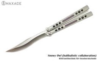 Maxace Snowy Owl 「雪鴞」聯名款--鈦柄鑲嵌紫碳纖蝴蝶刀-MAXACE OX07-1-B