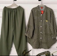 Oneset Crinkle Aleva Combinasi Jumbo || Set Celana Crinkle Terbaru