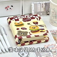 新品现货小红书美味汉堡卡通M5手账本活页磁吸学生软皮活页笔记本本子Little Red Riding Book Delicious Hamburger Cartoon M5 Hand Ledger20