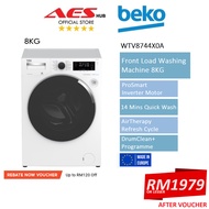 CLEARANCE BEKO 8KG Front Load Inverter 1400RPM Direct Drive Washing Machine Washer Mesin Basuh Auto 洗衣机 洗衣機 WTV8744X0A