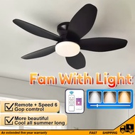 Small Ceiling Fans with Lights - 26 Inch Flush Mount Ceiling Fans with Lights and Remote, Low Profil