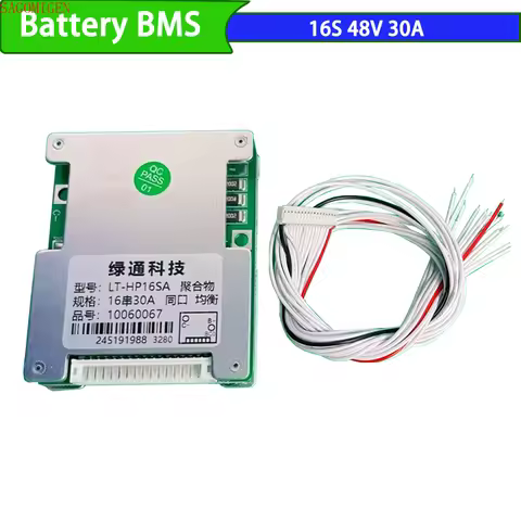 30A 16S 60V BMS 18650/21700 Lithium Ion Battery Protection Board Suitable for E-bike Scooter 60V Lit