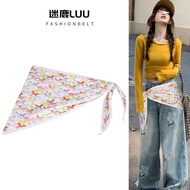 Triangle Scarf Girdle Female High-End Accessories Silk Scarf Belt Fart Curtain Layered Decorative Je