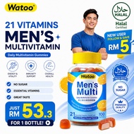 Watoo Halal Men's Daily 21 Multivitamin Gummies 100's Multivitamin untuk Lelaki Vitamin A B C D E B 