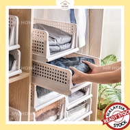 Mr. HOME Clothes Storage Organizer Stackable Drawer Rack Basket Wardrobe Partition Rak Baju Detachab
