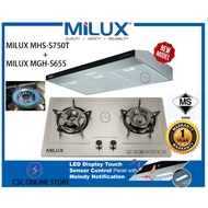 Milux  Slim Cooker Hood Kitchen Hood Penyedut Asap Dapur MHS-S750T + Milux MGH-S655 HOB STAINLESS ST