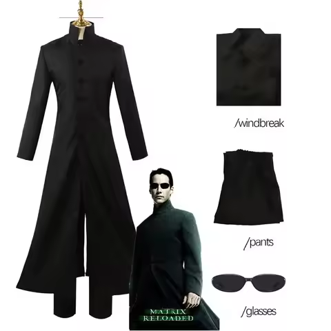 2025 Costom Made Matrix Cosplay Costume Neo Black Men Women Long Trench Coat Jacket Uniform Hallowee