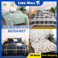 LINK Premium Quality Fitted Bed Sheet Sarung Katil Tilam Getah Keliling (Single/Queen/King)