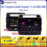 8 Core 4G WIFI Car Radio Stereo for Toyota Land Cruiser 11 LC200 200 2007 - 2015 Carplay Android Aut