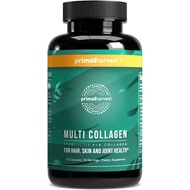 Primal Harvest Multi Collagen Pills for Women and Men (Type I, II, III, V, X) 120 Capsules w/Vitamin