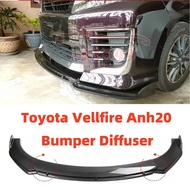 Toyota Vellfire Anh20 2008-2015 Front Bumper Diffuser Lip Wrap Angle Splitters Side Skirt Black / Carbon