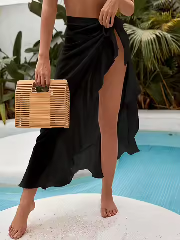 Beach Wrap Skirt Women Solid Pareo Beach Bikini Cover Up Wrap Skirt Sarong Beachwear Bathing Suit Be