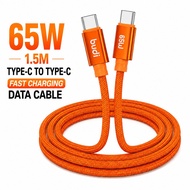 65W USB-C to USB-C Fast Charging Cable 1.5M/5FT, Nylon Braided Type-C PD Charging & Data Cable, Pure
