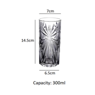 Crystal High-Ball Water Glass Ice Flower Pattern 300ml - 1pcs Juice/Coffee/Cocktail/Beer Drinkware