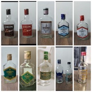 BOTOL KACA BEKAS MINUMAN WISHKEY VODKA GIN   DRUM GILBEYS ICELANE DOME GIN BINTANG