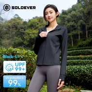 SOLOEVER เสื้อฮูดกันแดด UPF50+ ป้องกัน UV >99% ทรงหลวม ผ้าลื่นบางใส่ ตาข่ายระบายอากาศ