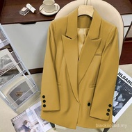 [Ginie] COD Ready Stock Free Shipping A-CDSL Fashionable Temperament Yellow Blazer Women 2025 Spring