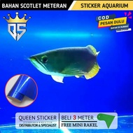 Skotlet Stiker Kaca Background Aquarium Biru Bahan Meteran