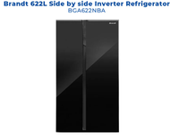 Brandt 622L Side By Side Inverter Refrigerator BGA622NBA
