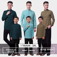 Iqrac Kurta BILAL :  Sedondon Anak Dan Ayah (EMERALD GREEN | MINT GREEN | OLIVE ) HIJAU | BUDAK & DE