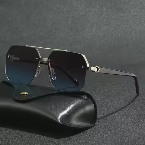 Trendy Aviator Sunglasses for Mens Womens Retro Double Bridge Metal Driving UV400 Outdoor Eyewear Se