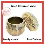 Gold Ceramic Vase / Flower Pot / Gold Ceramic Passenger / Orkid Pastry