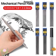 ANXSUN3 6 Boxes Mechanical Pencil Lead, Black Erasable Automatic Pencil Refill, 0.3/0.5/0.7/0.9/1.3/
