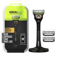 Gillette Labs Razor for Men with Exfoliating Bar Gold Edition, Includes 1 Handle, 3 Razor Blade Refi