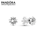 Pandora Star sterling silver stud earrings with clear cubic zirconia