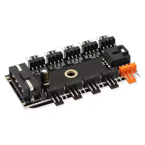Chassis Fan Hub CPU Cooling HUB 10 Port 12V 4 Pin Fan PWM Fan Hub SATA Molex Controller Power Supply