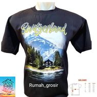 Kaos Souvenir Swiss Switzerland Suisse Hitam
