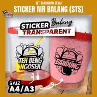 Stiker Air Balang Transparent Waterproof Custom - Simple, Stylo, dan Terlajak Murah untuk Balang Air
