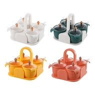 [mojotorw7] Seasoning Box Spice Container Spice Storage Portable Handle Condiment Dispenser Utensils