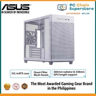 ASUS AP201 Quasi-Filter Mesh Tempered Glass mATX Casing - USB Type C | Tool-Free Side Panel (White)