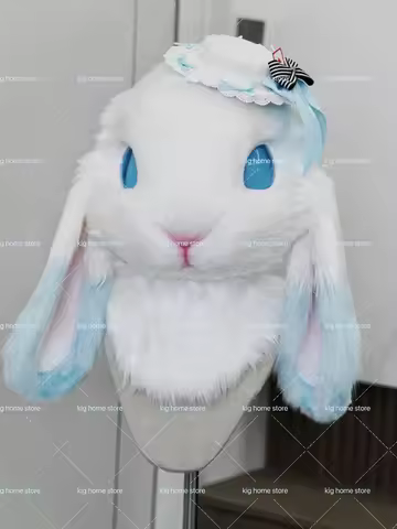 Furry Head Simulated Rabbit Head Hand-made Animal Head Cute Realistic Beast Costume Fursuit Headsets