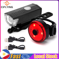 USB Rechargeable Waterproof Bikes Front Light Rear Lamp Night Ridding Warning