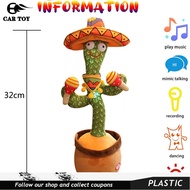 CAR TOYS Dancing Cactus Toy with Light Talking Electronic Shake Dancing Plush Toys 120 Songs Funny Early Education Toy Gifts for Kids