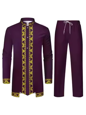 Middle East Traditional Culture Muslim Robe Arab Men's Traditional Clothing 3D Technology Printed Pa