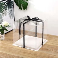 Transparent Cake Box-Inch 4-Inch 6-Inch 8-Inch 2-in-1 Heightened Cake Box Satchel Birthday Baking Bo