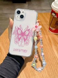 1 pieza Pulsera hueca con diseño de flores + Funda del teléfono transparente y anticaída con diseño pintado de mariposas y flores para IPhone 12 Pro Max, IPhone 12/12 Pro, IPhone XR, IPhone 7/8 y modelos de Samsung/Mi/Redmi, incluyendo S24, A03s, A03core, A04, A12, A13, A14, A21s, A22, A23, A24, A32, A33a34, A5, A51, A52, A53, A54, A71, A72, A73, S20fe, S21, S22, Redmi 9, Redmi 9a, Redmi 10a, Redmi 10c, Redmi Note9, Redmi Note10, Redmi Note11, Redmi Note12, Redmi 12, Redmi 12c.