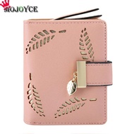 2018 New Simple Small Wallet Creative Hollow Leaf Women PU Leather Short Wallet Girl Hasp Clutch Pur