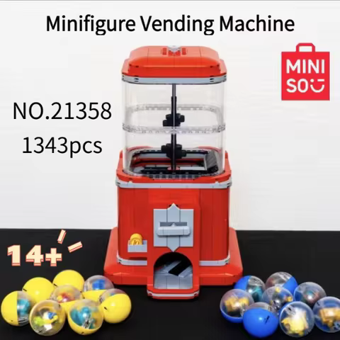 1343pcs MINISO Hot Toys Ideas Minifigure Vending Machine 21358 Building Blocks With 16 Dolls For Par