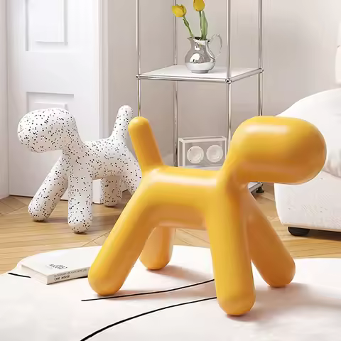 Nordic Creative Design Dog Chairs Stool Plastic Cartoon Animal Spot Dog Chair Stool Shoe Changing Be