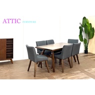 Dining Set/6 Seater Dining Set/Meja Makan/ATTIC FURNITURE ROMA DINING TABLE 6 SEATER SET