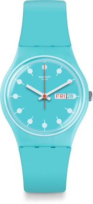 Swatch Unisex Venice Beach 34mm Blue Silicone Band Plastic Case Swiss Quartz Analog Watch GL700