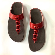 Fitflop Vnxk Toe Slippers With 4 Red And Orange Brown Round Bead Decorated